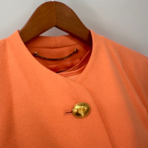 LOUIS FERAUD Vintage Orange Cashmere Wool Button Long Jacket & Blouse Set  // 8 - Picture 3 of 11